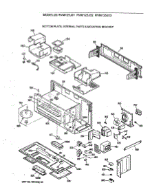 02 - Bottom Plate, Internal Parts & Mounting Bracket parts for Ge Microwave RVM125J03 from AppliancePartsPros.com