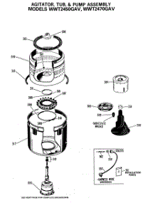 04 - Agitator, Tub, & Pump Assembly parts for Ge Washer WWT2470GAV from AppliancePartsPros.com