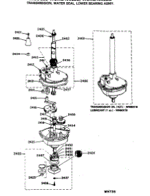 06 - Transmission, Water Seal, Lower Bearing Asmy. parts for Ge Washer Dryer Combo WSM2400LBE from AppliancePartsPros.com