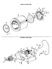 04 - Drum & Heater Asm. parts for Ge Dryer DLB1550RAL from AppliancePartsPros.com
