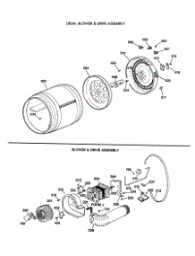 04 - Drum, Blower & Drive Assembly parts for Ge Dryer NJLR473ET0WB from AppliancePartsPros.com