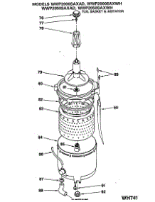04 - Tub, Basket & Agitator parts for Ge Washer WWP2050SAXWH from AppliancePartsPros.com