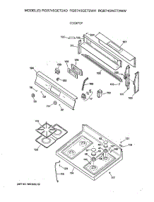 02 - Cooktop parts for Ge Range RGB745WET2WW from AppliancePartsPros.com
