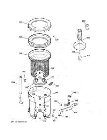 03 - Tub, Basket & Agitator parts for Ge Washer VJSR2070TAWB from AppliancePartsPros.com
