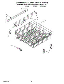 09 - Upper Rack And Track Parts parts for Whirlpool Dishwasher DW524L1ASS0 from AppliancePartsPros.com