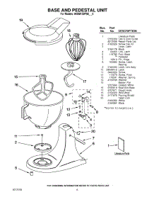 04 - Base And Pedestal Unit - Accessory Parts parts for Whirlpool Mixer 5KSM150PSEMC0 from AppliancePartsPros.com