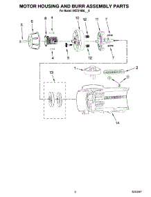 02 - Motor Housing And Burr Assembly Parts parts for Whirlpool Coffee Grinder 5KCG100AER0 from AppliancePartsPros.com
