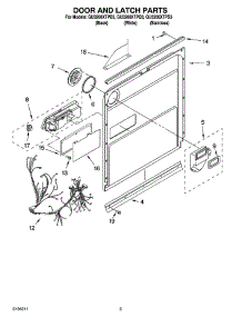 03 - Door And Latch Parts parts for Whirlpool Dishwasher GU3200XTPQ3 from AppliancePartsPros.com