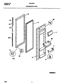 03 - Refrigerator Door parts for Frigidaire Refrigerator FRS22WNFW0 from AppliancePartsPros.com