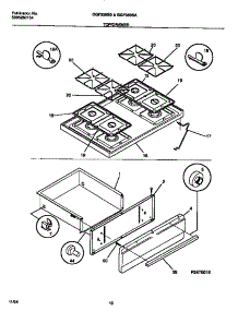 05 - Top / Drawer parts for Frigidaire Range GGF350SBDA from AppliancePartsPros.com