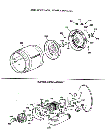 04 - Drum, Heater Asm., Blower & Drive Asm. parts for Ge Dryer BVLR333ET0WW from AppliancePartsPros.com