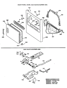03 - Front Panel, Door, Gas Valve & Burner Asm. parts for Ge Dryer BVLR333GT0WW from AppliancePartsPros.com