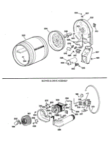 02 - Blower & Drive Assembly parts for Ge Dryer DDC6400SCLAD from AppliancePartsPros.com