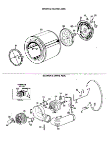 04 - Drum & Heater Asm. parts for Ge Dryer DDE5808MCL from AppliancePartsPros.com