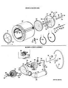 04 - Drum & Heater Asm. parts for Ge Dryer DDE6608LAL from AppliancePartsPros.com