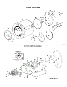 04 - Drum & Heater Asm. parts for Ge Dryer DDE7100MAL from AppliancePartsPros.com