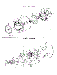 04 - Drum & Heater Asm. parts for Ge Dryer DDE7209RALAA from AppliancePartsPros.com