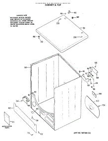 02 - Cabinet & Top parts for Ge Dryer DDE7209RALWW from AppliancePartsPros.com