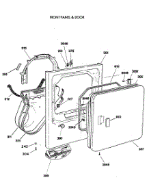03 - Front Panel & Door parts for Ge Dryer DDE8200SBMWW from AppliancePartsPros.com