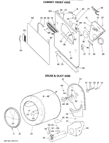 03 - Cabinet Front Asm. parts for Ge Dryer DDE9200GBL from AppliancePartsPros.com