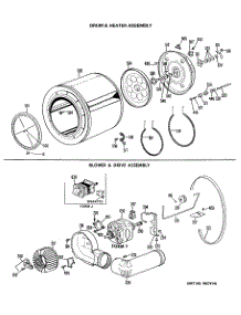 04 - Drum & Heater Assembly parts for Ge Dryer DRB1255KBL from AppliancePartsPros.com