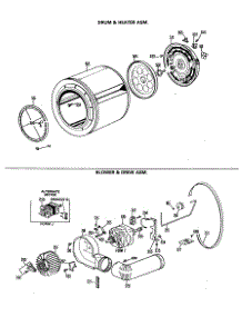 04 - Drum & Heater Asm. parts for Ge Dryer DRB1555MCL from AppliancePartsPros.com