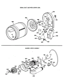 02 - Drum, Duct, Blower & Drive Asm. parts for Ge Dryer DWLR473GT0WB from AppliancePartsPros.com