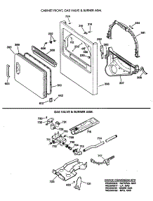 04 - Cabinet Front, Gas Valve & Burner Asm. parts for Ge Dryer DWLR473GT0WW from AppliancePartsPros.com