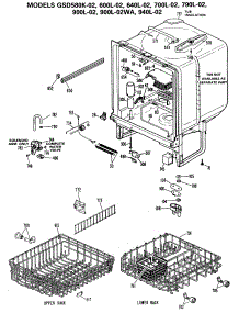 02 - Section2 parts for Ge Dishwasher GSD700L-02 from AppliancePartsPros.com