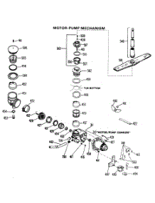03 - Motor-Pump Mechanism parts for Ge Dishwasher HDA497K-01 from AppliancePartsPros.com