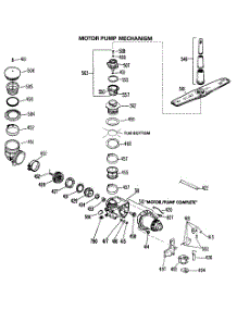 03 - Motor Pump Mechanism parts for Ge Dishwasher HDB727K-01 from AppliancePartsPros.com