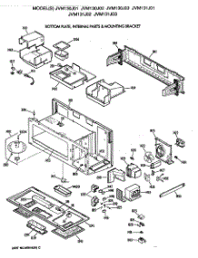 02 - Bottom Plate, Internal Parts And Mounting Bracket parts for Ge Microwave JVM131J01 from AppliancePartsPros.com