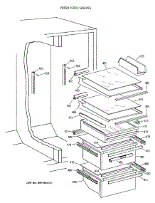 05 - Fresh Food Shelves parts for Ge Refrigerator MSK27DHXAWH from AppliancePartsPros.com