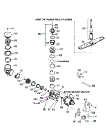 03 - Motor-Pump Mechanism parts for Ge Dishwasher PSD460K-01 from AppliancePartsPros.com