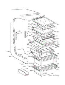 05 - Shelves & Drawers parts for Ge Refrigerator TFHW27RRAWH from AppliancePartsPros.com