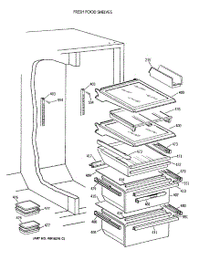 05 - Fresh Food Shelves parts for Ge Refrigerator TFK27ZFXAAA from AppliancePartsPros.com