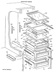 05 - Fresh Food Shelves parts for Ge Refrigerator TFT27PRXAAA from AppliancePartsPros.com