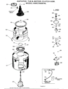 03 - Agitator, Tub & Motor / Clutch Asm. parts for Ge Washer WWC7000FAL from AppliancePartsPros.com