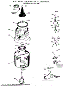 03 - Agitator, Tub & Motor / Clutch Asm. parts for Ge Washer WWC7000FBL from AppliancePartsPros.com