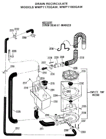 03 - Drain Recirculate parts for Ge Washer WWP1180GAW from AppliancePartsPros.com