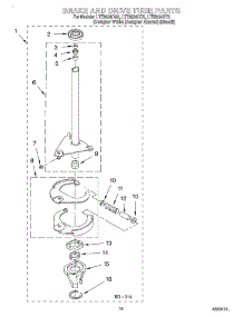 12 - Brake And Drive Tube parts for Whirlpool Washer Dryer Combo LTE6234DZ2 from AppliancePartsPros.com