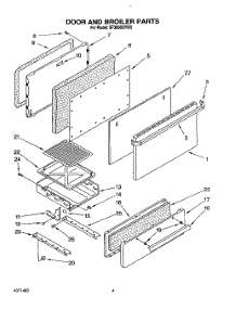 04 - Door And Broiler parts for Whirlpool Range SF3000SYN0 from AppliancePartsPros.com