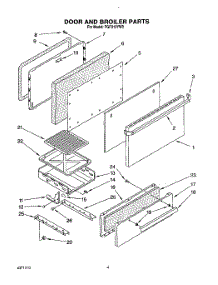 04 - Door And Broiler parts for Whirlpool Range FGP310YL0 from AppliancePartsPros.com
