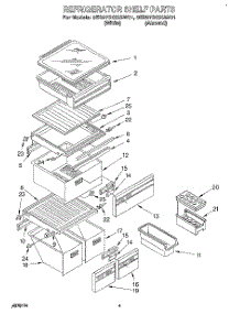 03 - Refrigerator Shelf parts for Whirlpool Refrigerator 3ED27DQXAW01 from AppliancePartsPros.com