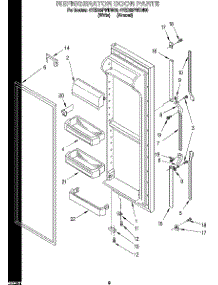06 - Refrigerator Door parts for Whirlpool Refrigerator 4YED25PWDN00 from AppliancePartsPros.com