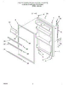 04 - Refrigerator Door parts for Roper Refrigerator RT18BKXEW01 from AppliancePartsPros.com