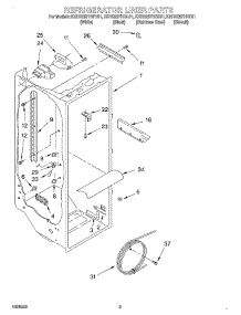 02 - Refrigerator Liner parts for Kitchenaid Refrigerator KSRB25FHBT01 from AppliancePartsPros.com