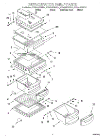 03 - Refrigerator Shelf parts for Kitchenaid Refrigerator KSRB22FHSS01 from AppliancePartsPros.com