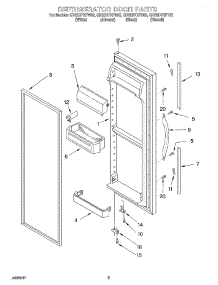06 - Refrigerator Door parts for Whirlpool Refrigerator GD25DFXFN02 from AppliancePartsPros.com