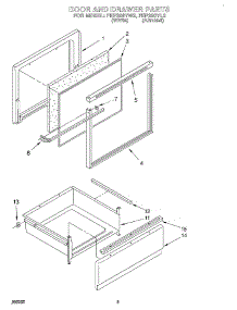 03 - Door And Drawer, Unit parts for Roper Range FEP320YW2 from AppliancePartsPros.com